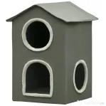 Pawhut Ansamblu de joaca pentru pisici cu strat dublu, pat pentru pisici de tip cabina cu perne moi care pot fi spalate, centru de activitati cu spatii multiple pentru pisici, gri