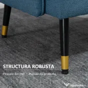 HOMCOM Fotolii moderne HOMCOM cu picioare din otel, scaune de accent tapitate cu nasturi pentru camera de zi si dormitor, albastru inchis 