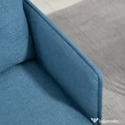 HOMCOM Fotolii moderne HOMCOM cu picioare din otel, scaune de accent tapitate cu nasturi pentru camera de zi si dormitor, albastru inchis 