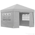 Outsunny Pavilon 3x3 m Pliabil cu Înălțime Reglabilă și Ferestre, din Oțel și Țesătură Oxford Gri Deschis