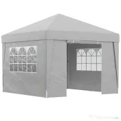 Outsunny Pavilon 3x3 m Pliabil cu Înălțime Reglabilă și Ferestre, din Oțel și Țesătură Oxford Gri Deschis 