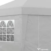 Outsunny Pavilon 3x3 m Pliabil cu Înălțime Reglabilă și Ferestre, din Oțel și Țesătură Oxford Gri Deschis 