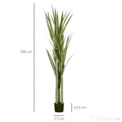 HOMCOM Yucca Artificială de 190 cm, Plantă Artificială cu 39 de Frunze pentru Decor Acasă, Birou, Grădină Ø17x190 cm Verde | Aosom Romania