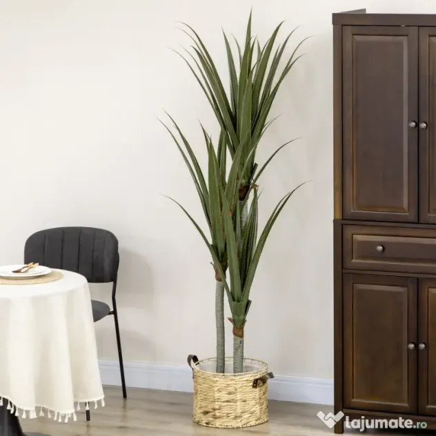 HOMCOM Yucca Artificială de 190 cm, Plantă Artificială cu 39 de Frunze pentru Decor Acasă, Birou, Grădină Ø17x190 cm Verde | Aosom Romania