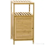 kleankin Dulap pentru Baie din Bambus cu Lamele și Dulap cu O Ușă, 33x36,5x67cm, Culoare Lemn Natural