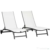 Outsunny Set de 2 Șezlonguri Rabatabile pe 5 Niveluri, Șezlonguri din Aluminiu și Țesătură Respirabilă, 66x165x102 cm, Albastru | Aosom Romania 