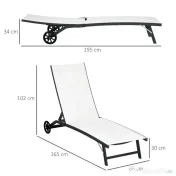 Outsunny Set de 2 Șezlonguri Rabatabile pe 5 Niveluri, Șezlonguri din Aluminiu și Țesătură Respirabilă, 66x165x102 cm, Albastru | Aosom Romania 