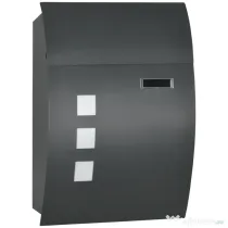 HOMCOM Cutie Postala Curbata din Otel Zincat cu 3 Fante si 2 Chei de Securitate incluse, 45x10x32 cm, Gri | Aosom Romania