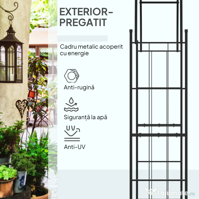 Outsunny Pergola de Gradina de 2.23 m, Bolta de Nunta pentru Ceremonie, Spalier Ideal pentru Cataratori si Decoratiuni