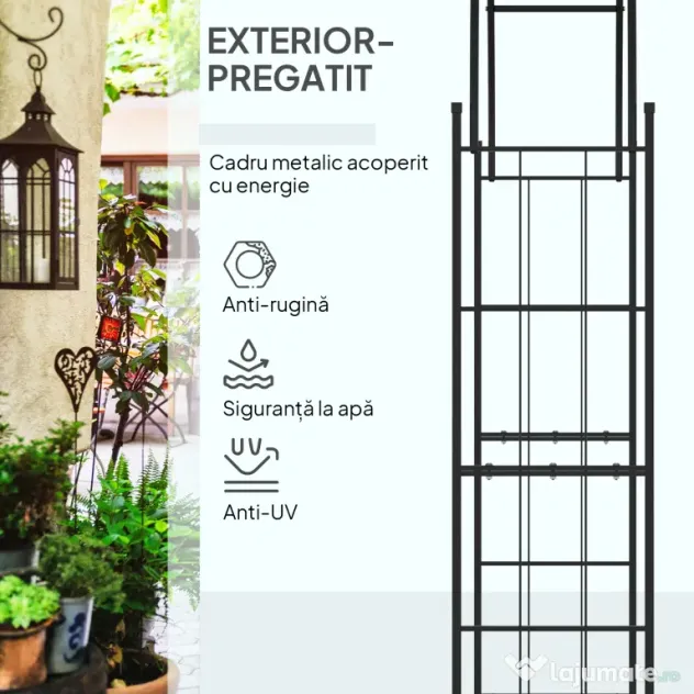 Outsunny Pergola de Gradina de 2.23 m, Bolta de Nunta pentru Ceremonie, Spalier Ideal pentru Cataratori si Decoratiuni