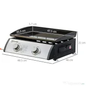 Gratar cu gaz si 2 arzatoare Outsunny, picioare reglabile, 6kW, 48.5x46x21cm, negru | Aosom Romania