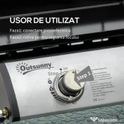 Gratar cu gaz si 2 arzatoare Outsunny, picioare reglabile, 6kW, 48.5x46x21cm, negru | Aosom Romania