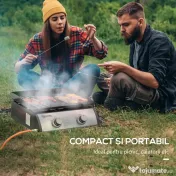 Gratar cu gaz si 2 arzatoare Outsunny, picioare reglabile, 6kW, 48.5x46x21cm, negru | Aosom Romania