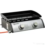 Outsunny Gratar cu gaz si 2 arzatoare, BBQ antiaderent pentru masa cu picioare reglabile, putere 6kW, 48.5x46x21cm, negru