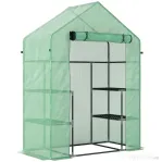 Outsunny Seră de Grădină cu 2 Rafturi pe 3 Niveluri și Intrare cu Fermuar, din Oțel și PE, 142x73x195 cm, Verde