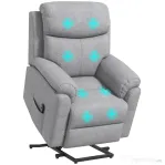 HOMCOM Fotoliu Reclinabil cu Funcție de Ridicare și Suport pentru Picioare, Material Textil cu Efect de In, 83x89x102 cm, Gri