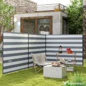 Outsunny Paravan de Plajă Pliabil din Poliester 540x150 cm Gri | Aosom Romania 