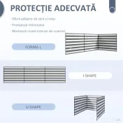 Outsunny Paravan de Plajă Pliabil din Poliester 540x150 cm Gri | Aosom Romania 