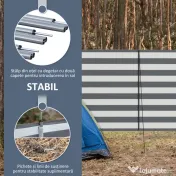 Outsunny Paravan de Plajă Pliabil din Poliester 540x150 cm Gri | Aosom Romania 