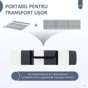 Outsunny Paravan de Plajă Pliabil din Poliester 540x150 cm Gri | Aosom Romania 