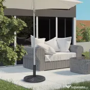 Outsunny Bază de Umbrelă de Grădină Rotundă, Efect de Ratan, Greutate 9,5 kg, Ø45cm, Negru | Aosom Romania 