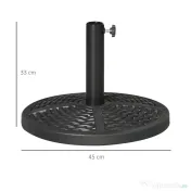 Outsunny Bază de Umbrelă de Grădină Rotundă, Efect de Ratan, Greutate 9,5 kg, Ø45cm, Negru | Aosom Romania 