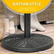 Outsunny Bază de Umbrelă de Grădină Rotundă, Efect de Ratan, Greutate 9,5 kg, Ø45cm, Negru | Aosom Romania 