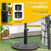 Outsunny Bază de Umbrelă de Grădină Rotundă, Efect de Ratan, Greutate 9,5 kg, Ø45cm, Negru | Aosom Romania 