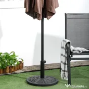 Outsunny Bază de Umbrelă de Grădină Rotundă, Efect de Ratan, Greutate 9,5 kg, Ø45cm, Negru | Aosom Romania 
