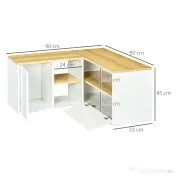Dulap TV în formă de L pentru televizor de 40" cu 3 rafturi deschise și 2 dulapuri, din PAL, 90x90x45 cm, stejar și alb HOMCOM | Aosom RO 