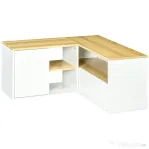 HOMCOM Mobilier TV în formă de L pentru televizoare de până la 40", cu 3 rafturi deschise și 2 dulapuri, din PAL, 90x90x45 cm