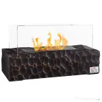 HOMCOM Șemineu pe Bioetanol de Masă cu Arzător de 1,15L și Panou din Sticlă, 33x16x18cm, Negru