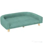 PawHut Canapea pentru câini de talie mare cu picioare ridicate și pernă detașabilă, 98x67x25 cm, verde deschis
