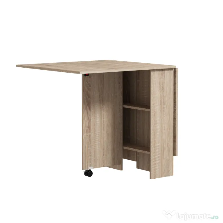 HOMCOM Masă Pliabilă Multifuncțională, Rafturi și Rotile, Bucătărie, Design Compact | Aosom Romania