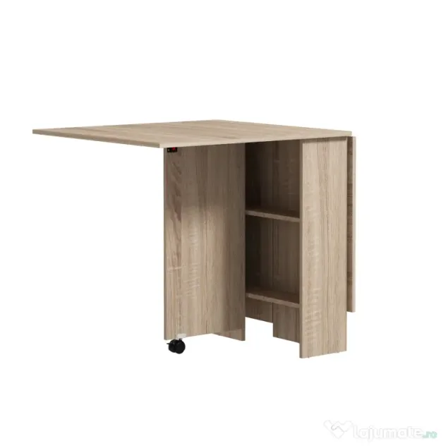 HOMCOM Masă Pliabilă Multifuncțională, Rafturi și Rotile, Bucătărie, Design Compact | Aosom Romania