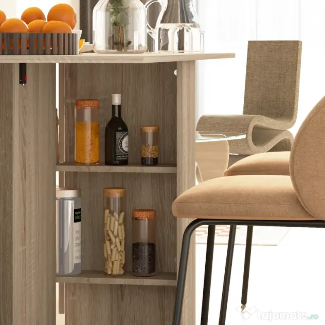 HOMCOM Masă Pliabilă Multifuncțională, Rafturi și Rotile, Bucătărie, Design Compact | Aosom Romania