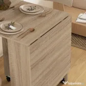 HOMCOM Masă Pliabilă Multifuncțională, Rafturi și Rotile, Bucătărie, Design Compact | Aosom Romania 