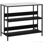 HOMCOM Insulă de Bucătărie cu Rafturi, Blat cu Efect de Marmură și Structură din Metal, 100x50x90cm, Negru și Alb