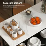 HOMCOM Insula de Bucatarie cu Rafturi Deschise, Carucior de Bucatarie cu Blat cu Imitatie de Furnir cu Textura de Marmura 