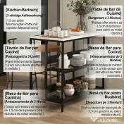 HOMCOM Insula de Bucatarie cu Rafturi Deschise, Carucior de Bucatarie cu Blat cu Imitatie de Furnir cu Textura de Marmura 