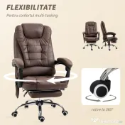 Vinsetto Scaun Birou Masaj – inclinabil, incalzire & 6 Vibratii | Aosom Romania
