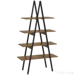 HOMCOM Raft Biblioteca Stil Industrial din PAL si Otel in Forma de A, 92x38.5x166 cm, Maro si Negru