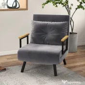 HOMCOM Canapea Extensibilă cu Spătar Reglabil pe 5 Nivele, Canapea Pat Individuală Pliabilă cu Perne, 63x73x81 cm, Gri | Aosom Romania 