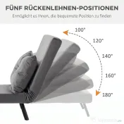 HOMCOM Canapea Extensibilă cu Spătar Reglabil pe 5 Nivele, Canapea Pat Individuală Pliabilă cu Perne, 63x73x81 cm, Gri | Aosom Romania 
