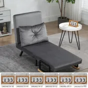 HOMCOM Canapea Extensibilă cu Spătar Reglabil pe 5 Nivele, Canapea Pat Individuală Pliabilă cu Perne, 63x73x81 cm, Gri | Aosom Romania 