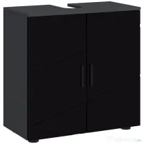 Mobilier de baie cu dulap cu 2 uși, Mobilier de baie din lemn cu poliță reglabilă, 60x30x60cm negru kleankin | Aosom Romania