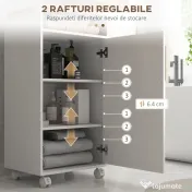 Dulap de Baie cu Roti si Tava Detasabila, Dulap Mobil de Depozitare cu Usa si Raft Reglabil, 40x30x88cm Alb kleankin | Aosom Romania 
