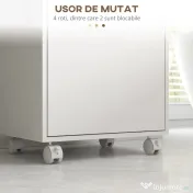 Dulap de Baie cu Roti si Tava Detasabila, Dulap Mobil de Depozitare cu Usa si Raft Reglabil, 40x30x88cm Alb kleankin | Aosom Romania 