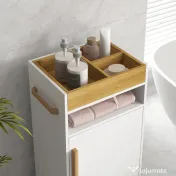 Dulap de Baie cu Roti si Tava Detasabila, Dulap Mobil de Depozitare cu Usa si Raft Reglabil, 40x30x88cm Alb kleankin | Aosom Romania 