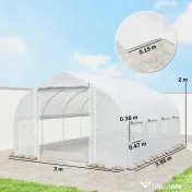 Outsunny Sera de Gradina 4x3m cu Pereti Laterali si Usa cu Fermoar 8 Ferestre Tunel pentru Plante | Aosom Romania